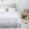 Conjuntos de cama de renda branca de rayon